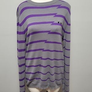 Oakley gray/purple Indy stripe crewneck sweater size large